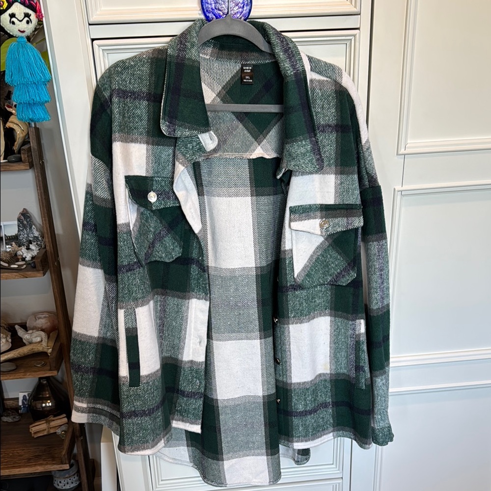 H&M Green Plaid Flannel Shirt